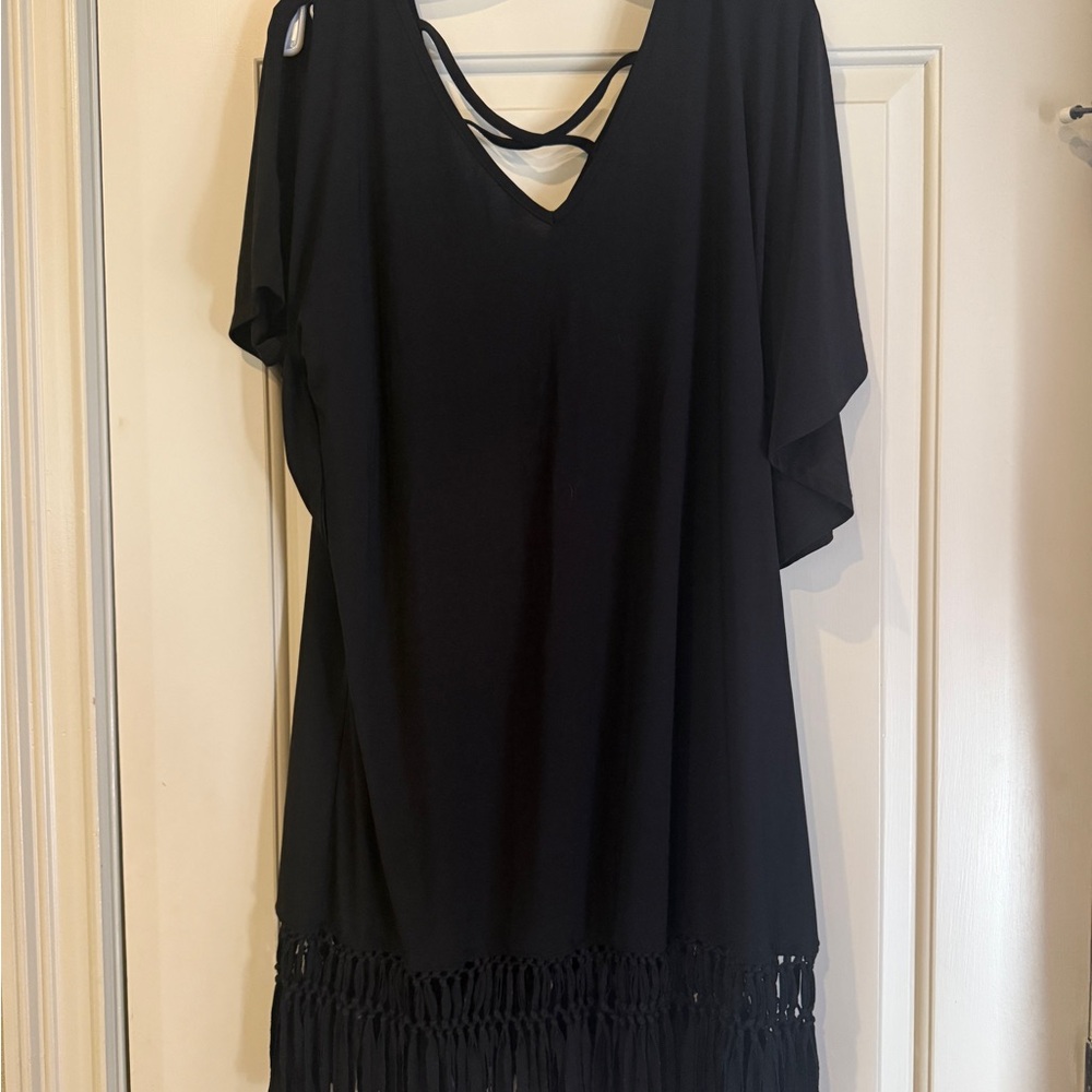 Dotti Black Asymmetrical Dolman Sleeve Swim Coverup
